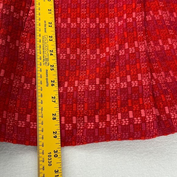 Cabi Sloan Wool Blend Pea Coat Plaid Lined Pocket Snap Front Jacket Women Red XS - Picture 9 of 11